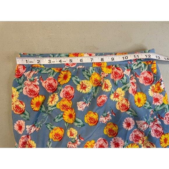Ezra Light Blue Floral Tulip Faux Wrap Mini Skirt Sz S - Picture 5 of 8